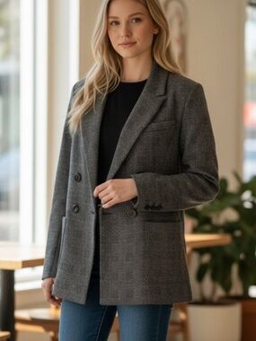 CAbi Style 3728 Bond Plaid Blazer Jacket - Missing Belt